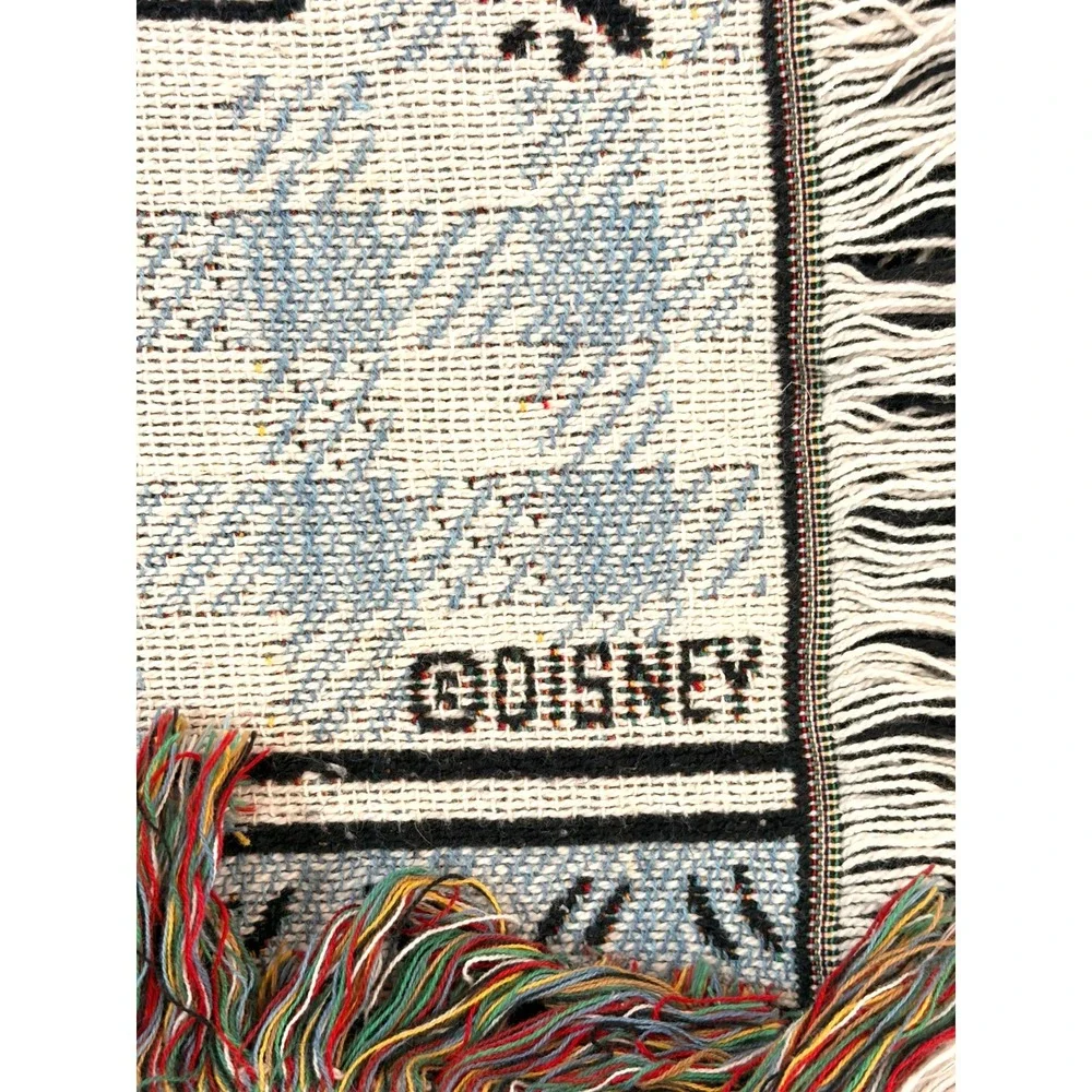 Disney Classic Pooh Woven Throw Blanket 43x65 Cotton Fringe Made USA Piglet
